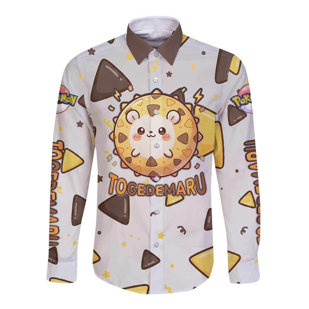Togedemaru Long Sleeve Button Shirt Cute Electric Nacho Pop Art