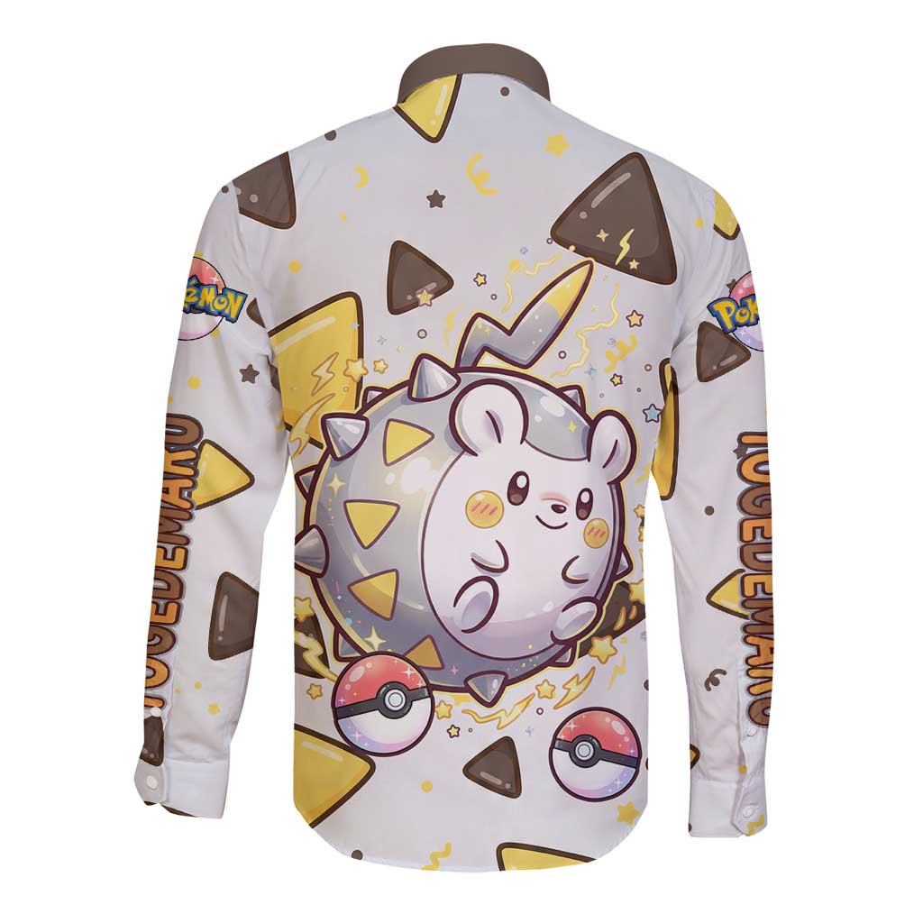 Togedemaru Long Sleeve Button Shirt Cute Electric Nacho Pop Art