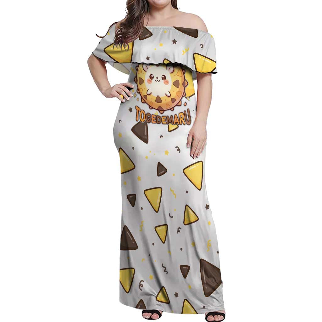 Togedemaru Off Shoulder Maxi Dress Cute Electric Nacho Pop Art