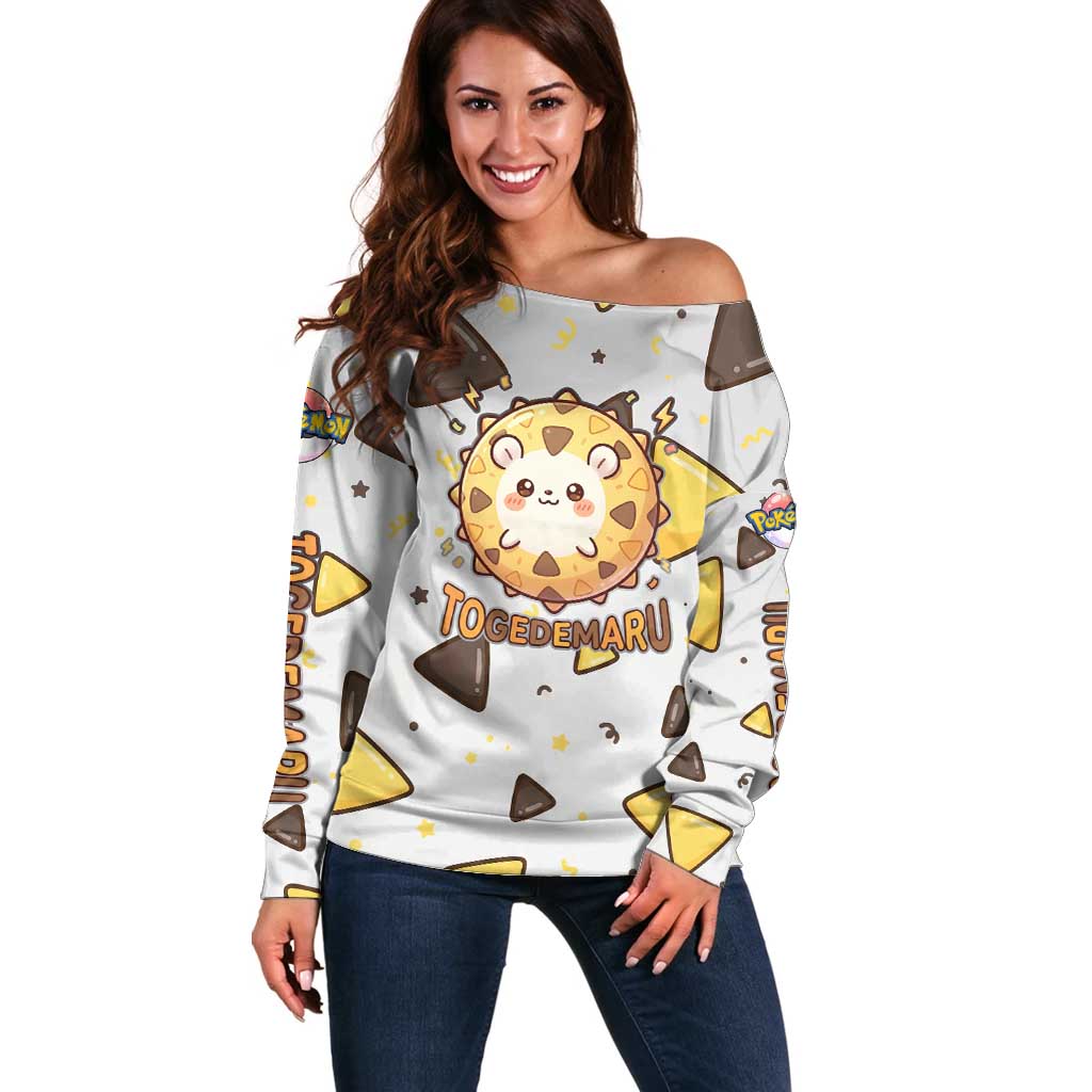Togedemaru Off Shoulder Sweater Cute Electric Nacho Pop Art