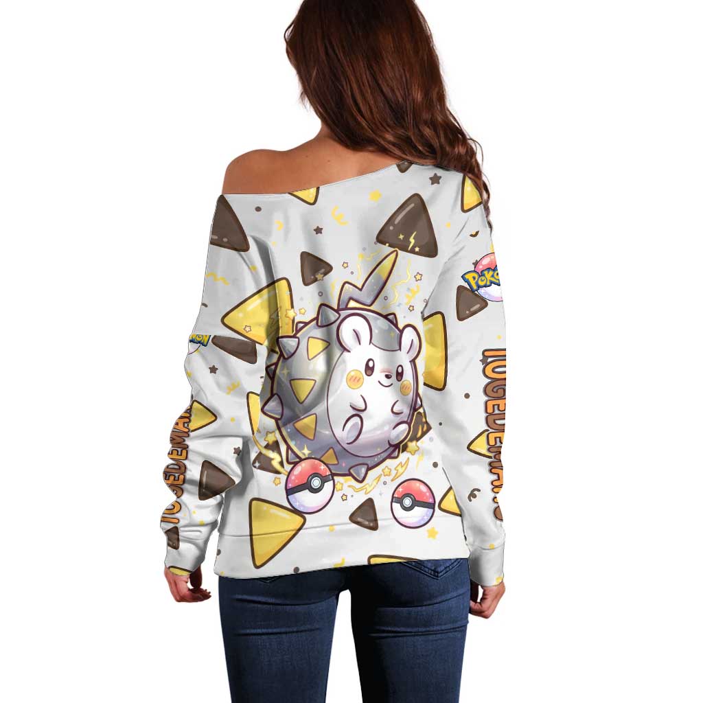 Togedemaru Off Shoulder Sweater Cute Electric Nacho Pop Art