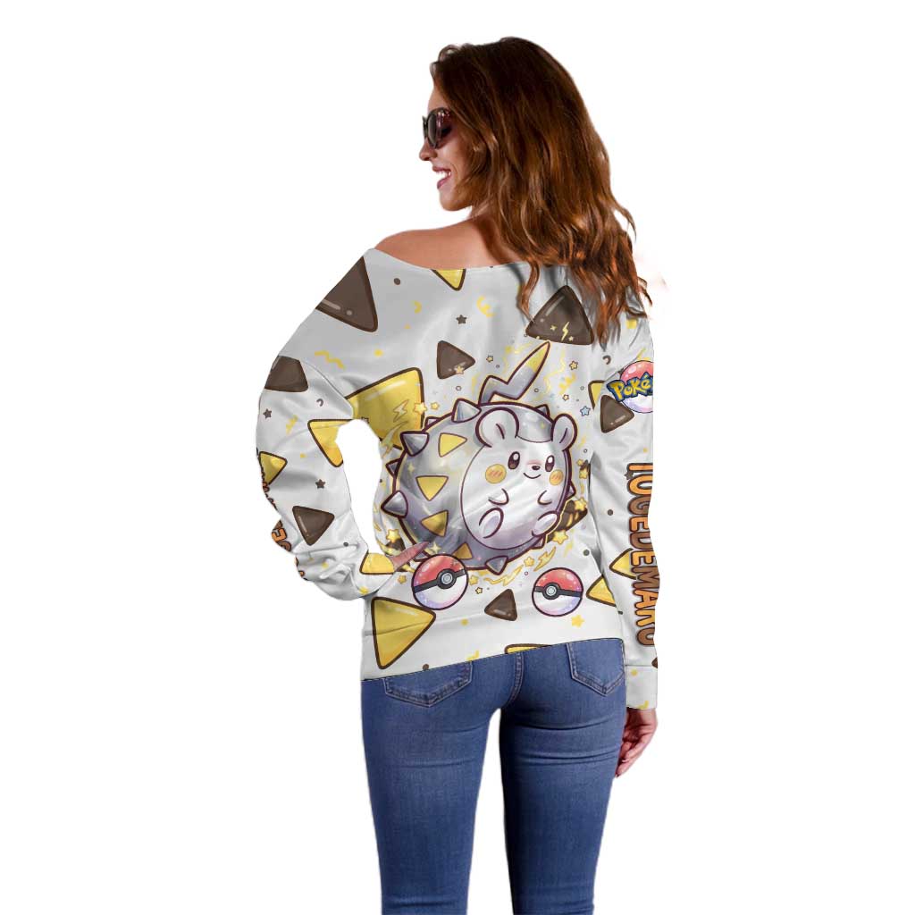 Togedemaru Off Shoulder Sweater Cute Electric Nacho Pop Art
