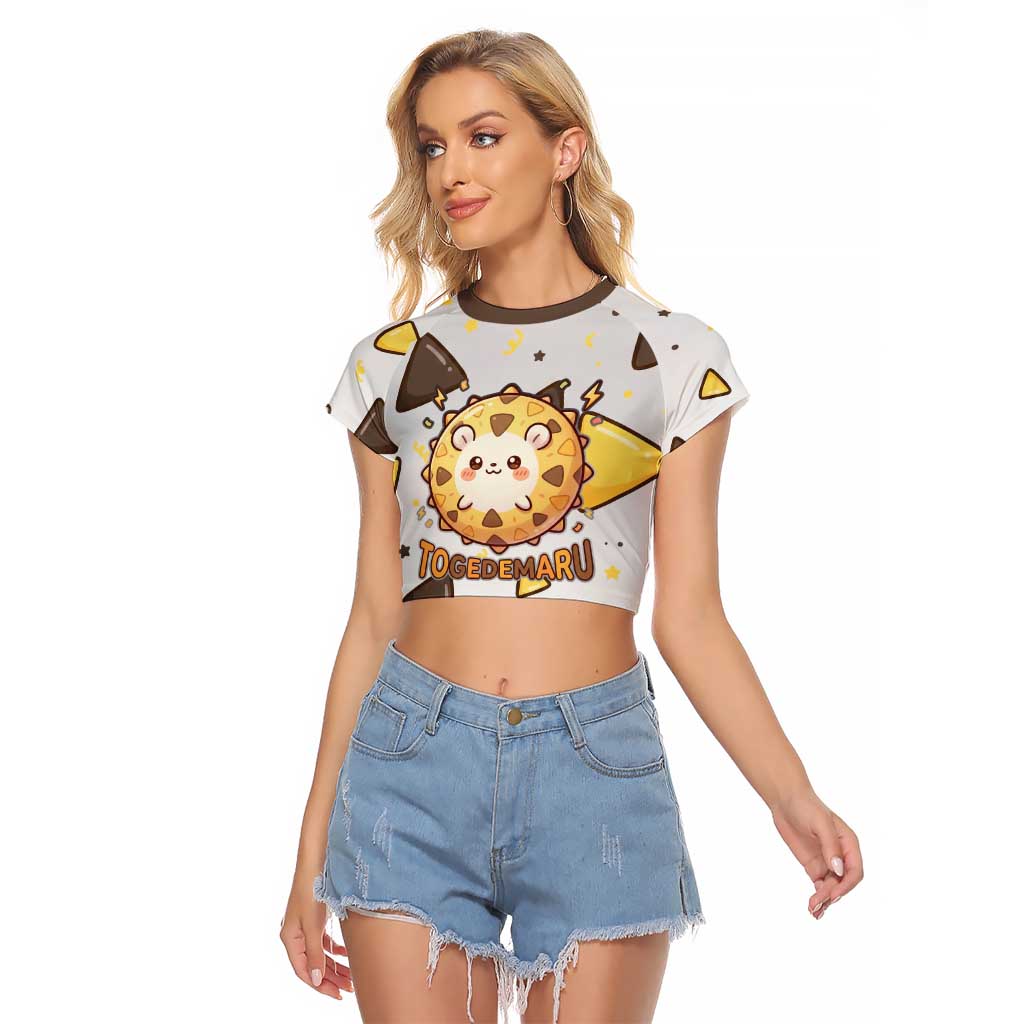 Togedemaru Raglan Cropped T Shirt Cute Electric Nacho Pop Art