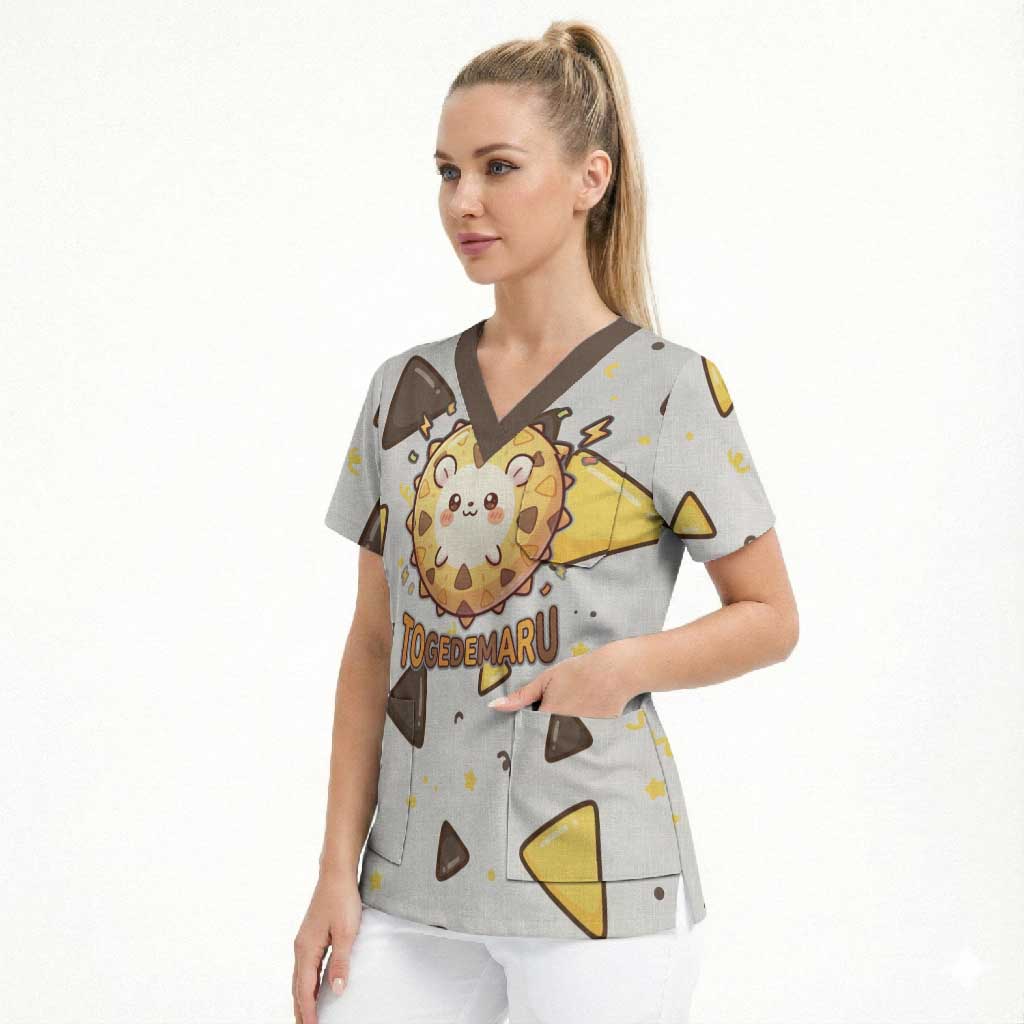 Togedemaru Scrub Top Cute Electric Nacho Pop Art