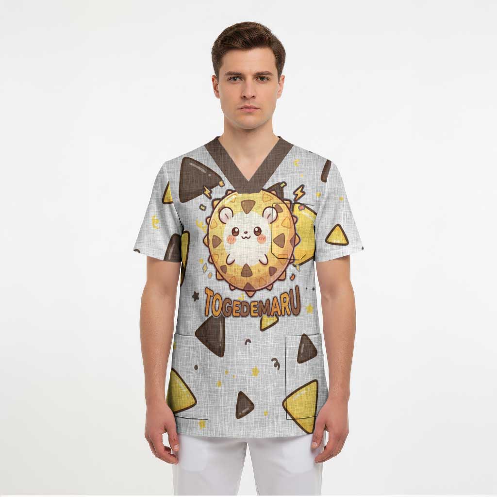 Togedemaru Scrub Top Cute Electric Nacho Pop Art