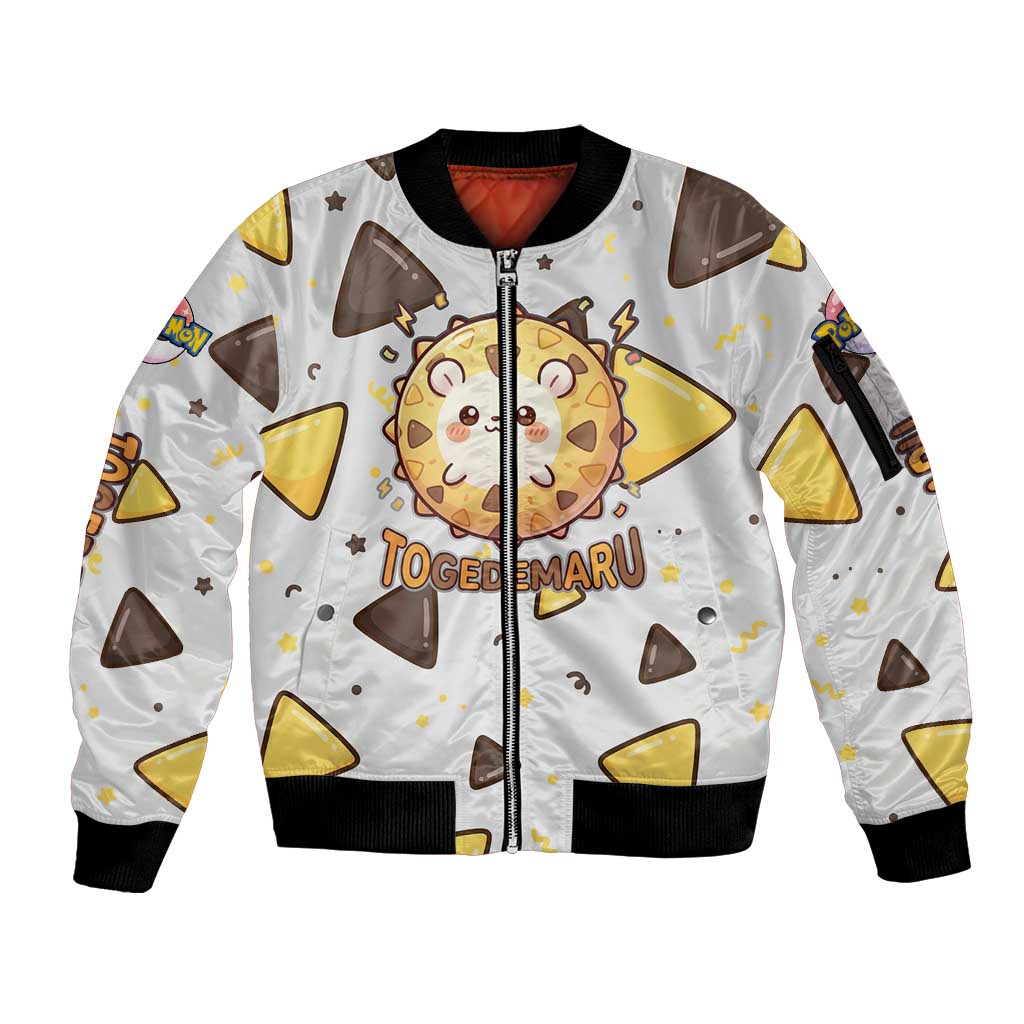 Togedemaru Sleeve Zip Bomber Jacket Cute Electric Nacho Pop Art