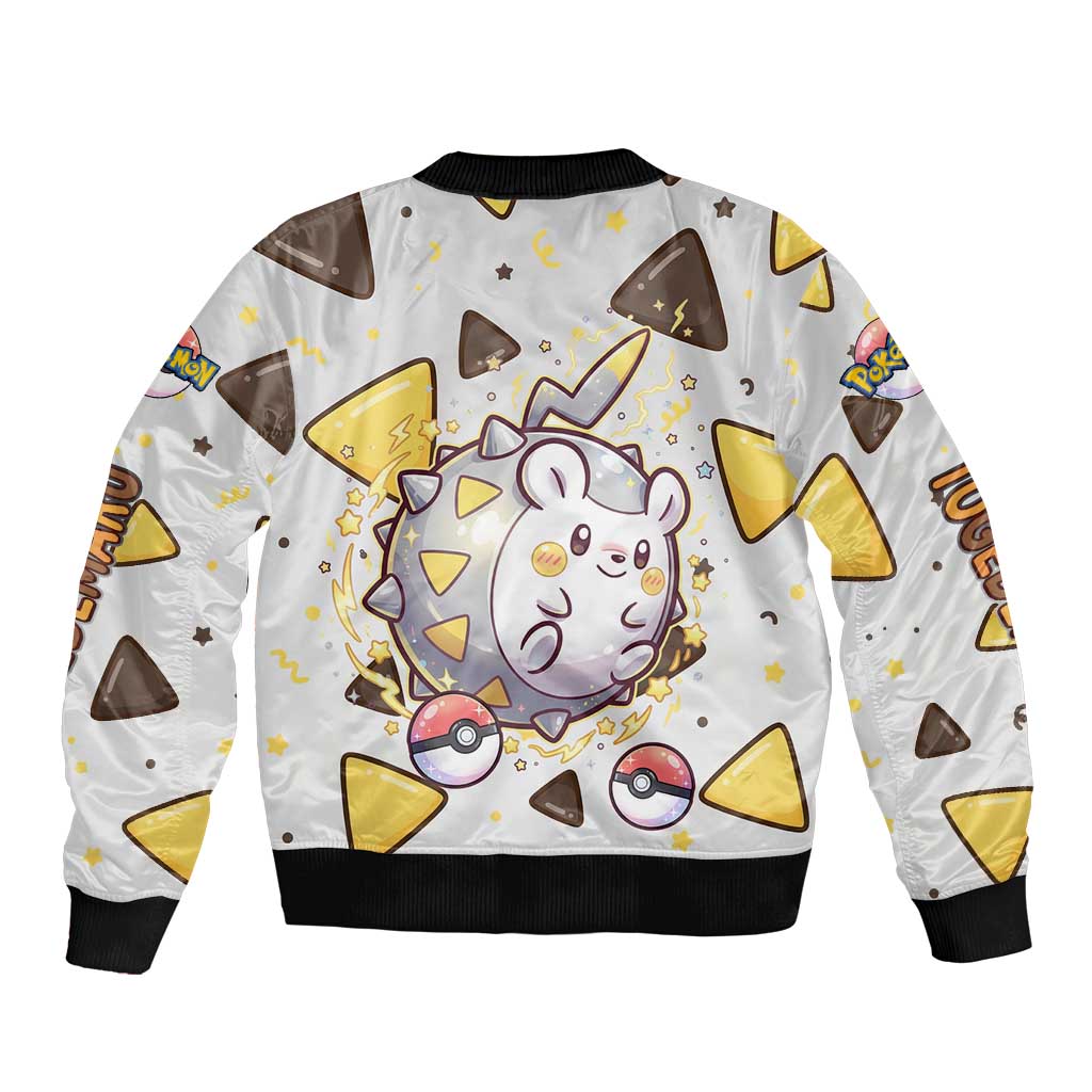 Togedemaru Sleeve Zip Bomber Jacket Cute Electric Nacho Pop Art