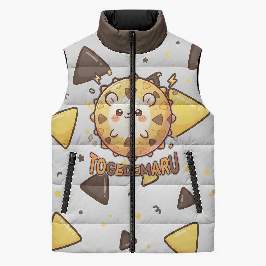 Togedemaru Sleeveless Puffer Jacket Cute Electric Nacho Pop Art