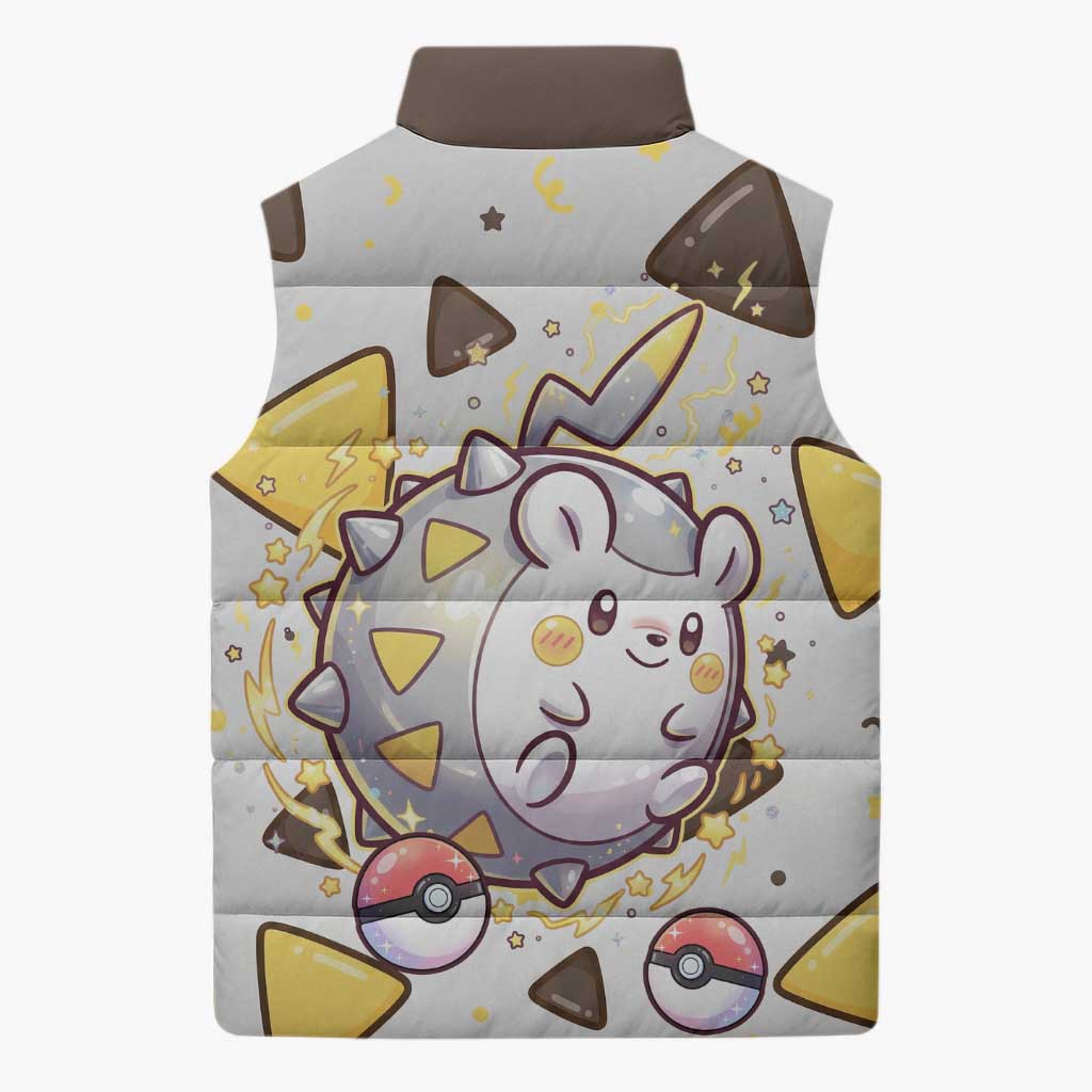 Togedemaru Sleeveless Puffer Jacket Cute Electric Nacho Pop Art