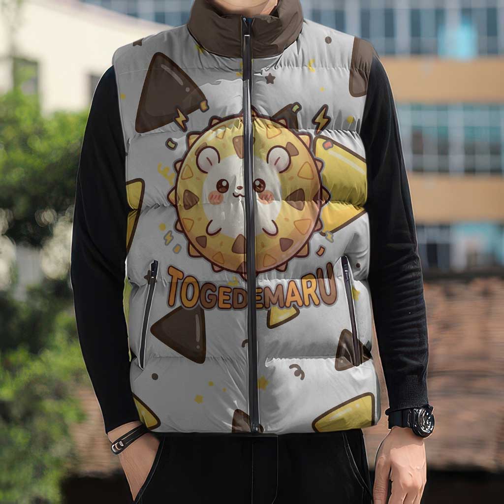 Togedemaru Sleeveless Puffer Jacket Cute Electric Nacho Pop Art