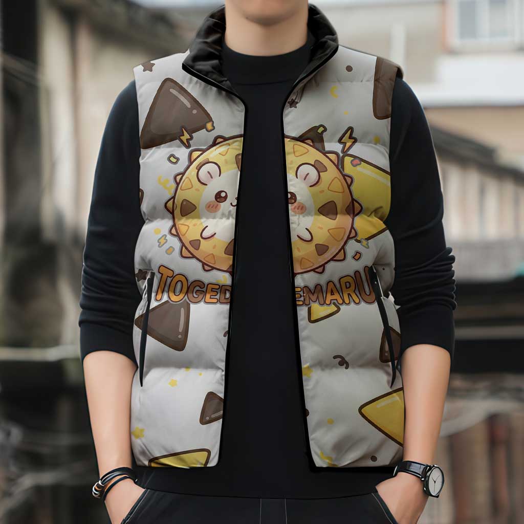 Togedemaru Sleeveless Puffer Jacket Cute Electric Nacho Pop Art