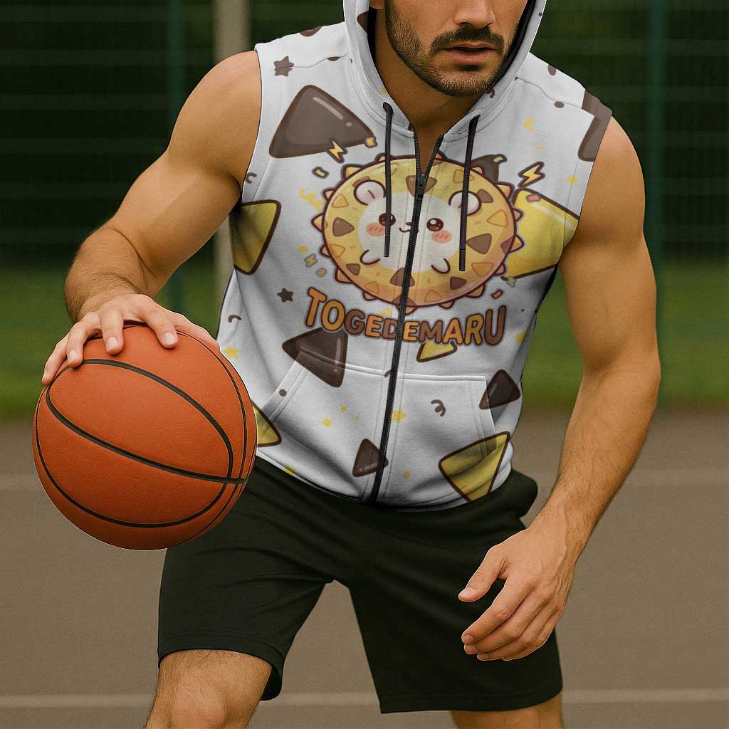 Togedemaru Sleeveless Zip Hoodie Cute Electric Nacho Pop Art