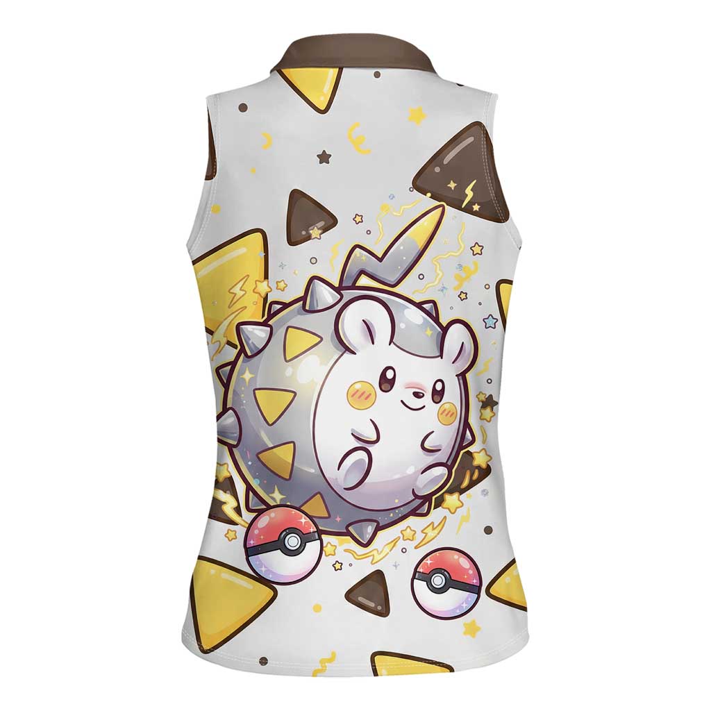 Togedemaru Women Sleeveless Polo Shirt Cute Electric Nacho Pop Art