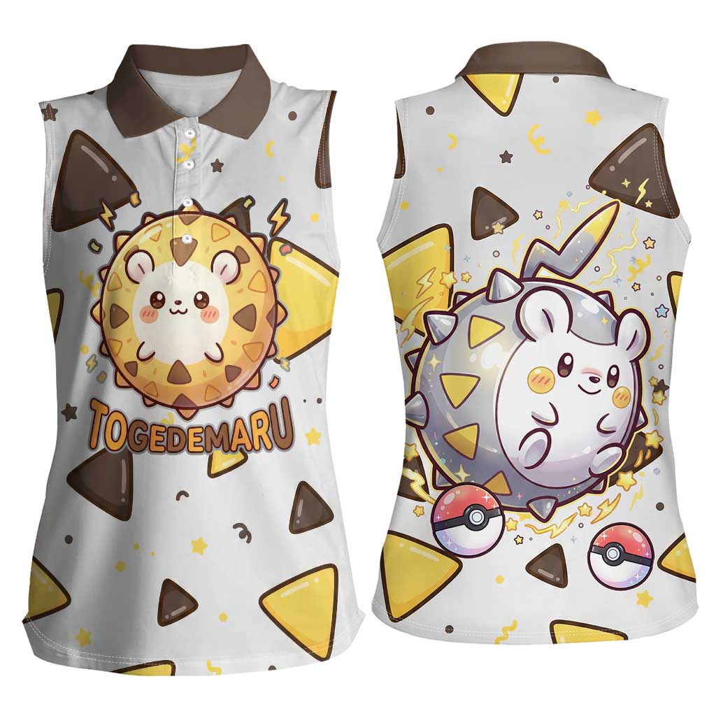 Togedemaru Women Sleeveless Polo Shirt Cute Electric Nacho Pop Art