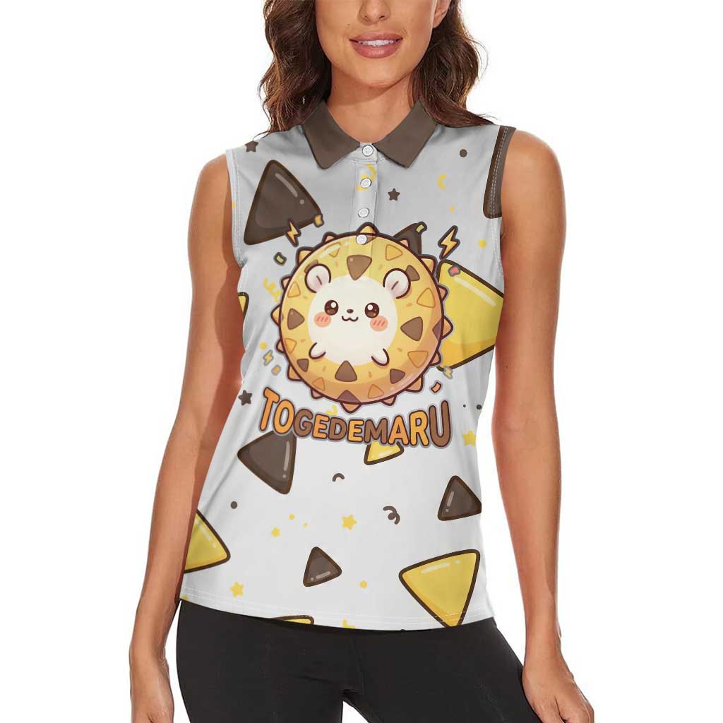 Togedemaru Women Sleeveless Polo Shirt Cute Electric Nacho Pop Art