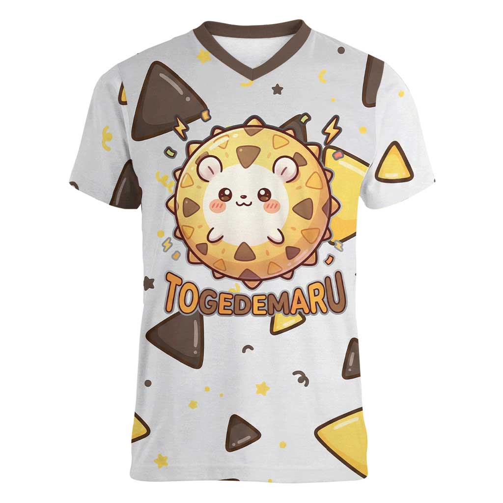 Togedemaru Women V-Neck T-Shirt Cute Electric Nacho Pop Art