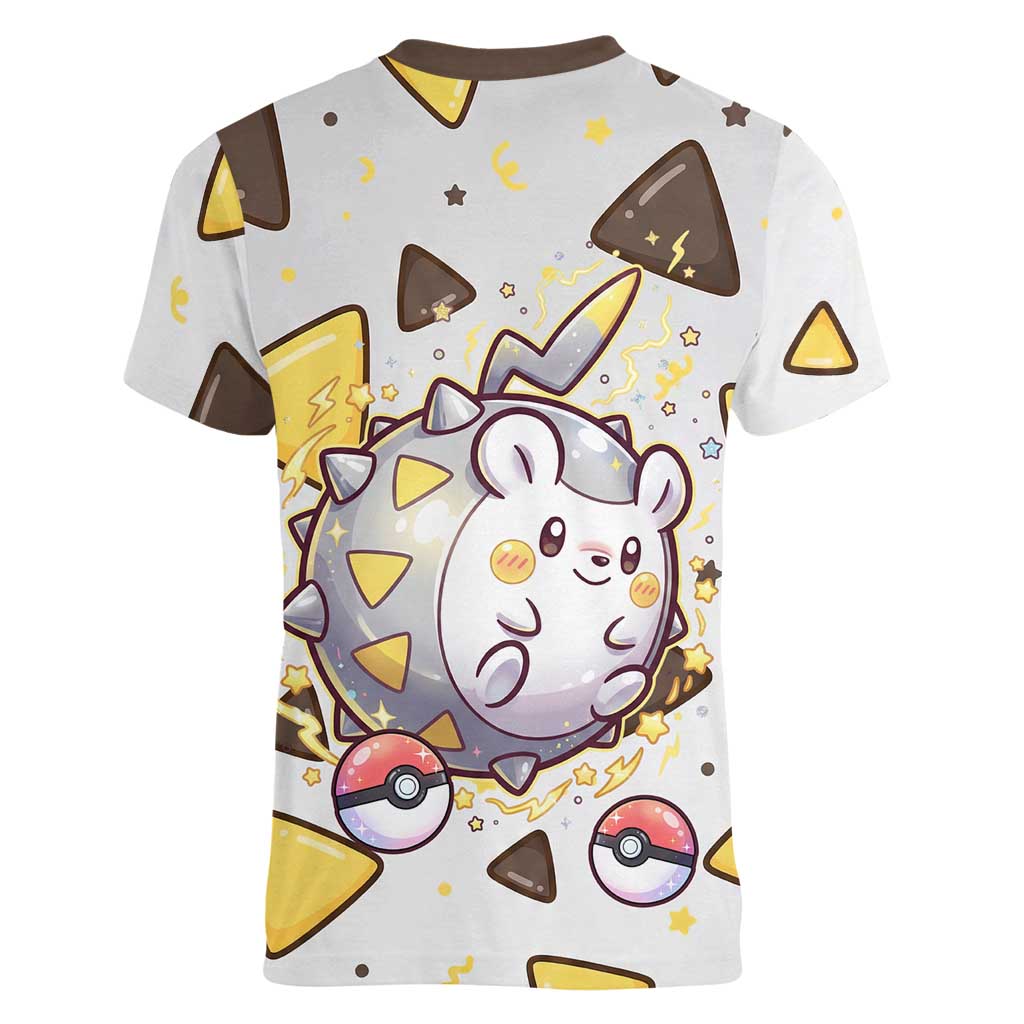 Togedemaru Women V-Neck T-Shirt Cute Electric Nacho Pop Art