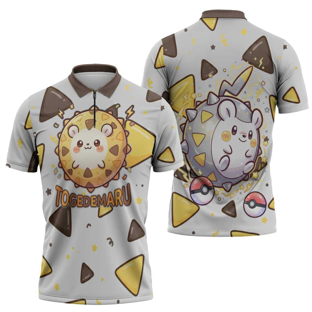 Togedemaru Zipper Polo Shirt Cute Electric Nacho Pop Art
