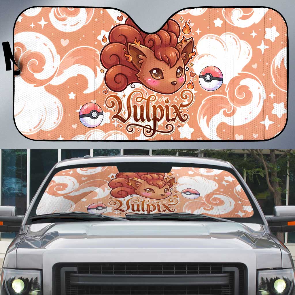 Vulpix Auto Sun Shade Vintage Flame Swirl Art