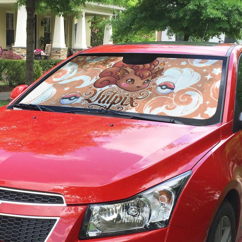 Vulpix Auto Sun Shade Vintage Flame Swirl Art