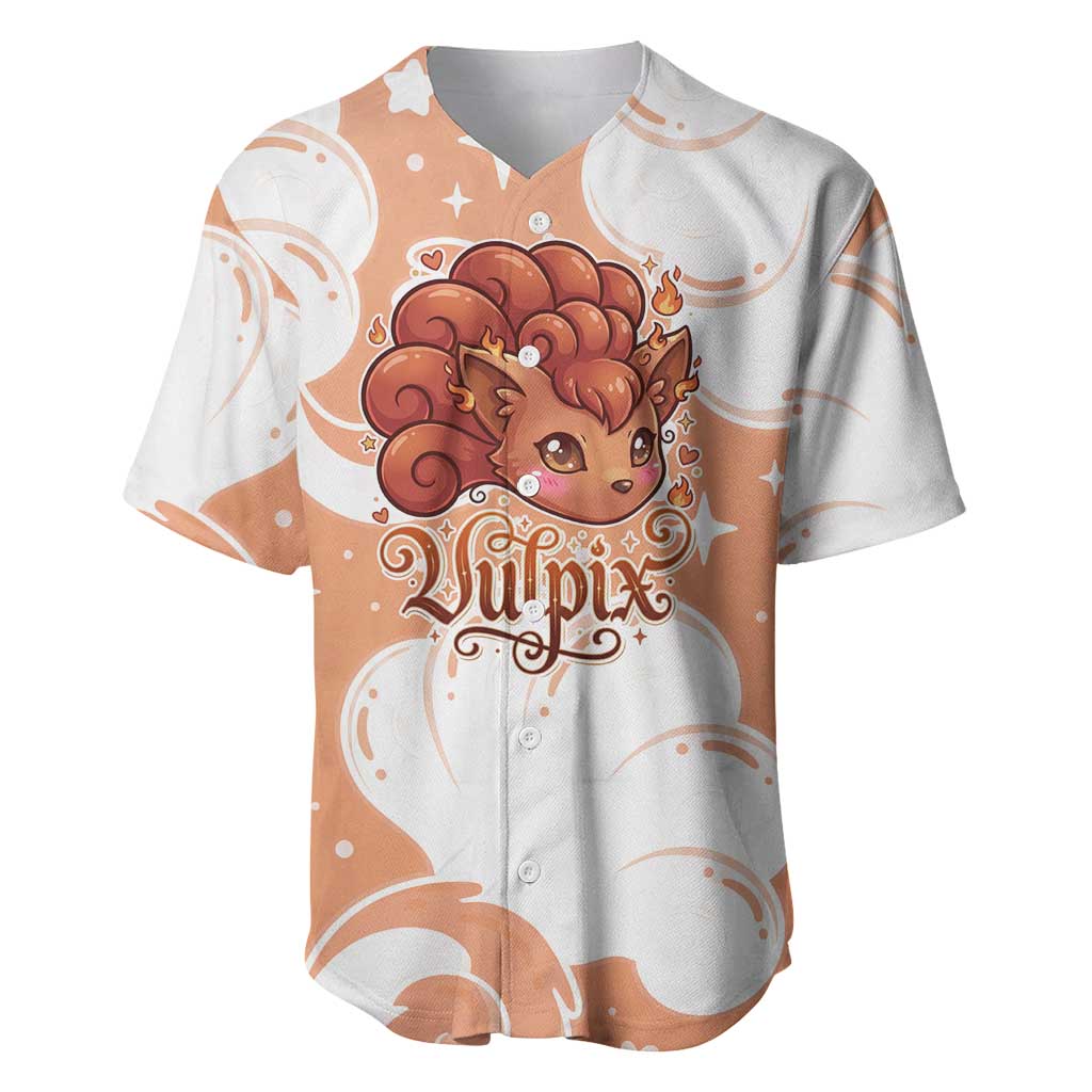 Vulpix Baseball Jersey Vintage Flame Swirl Art