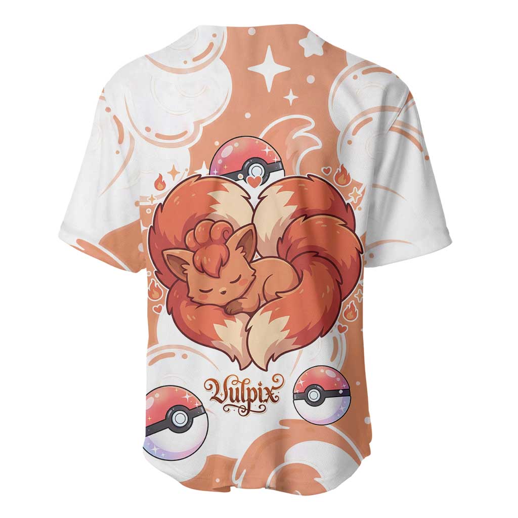 Vulpix Baseball Jersey Vintage Flame Swirl Art