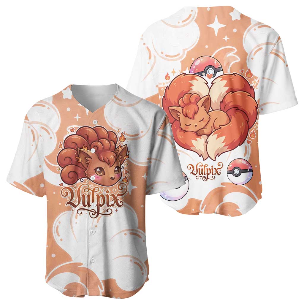 Vulpix Baseball Jersey Vintage Flame Swirl Art
