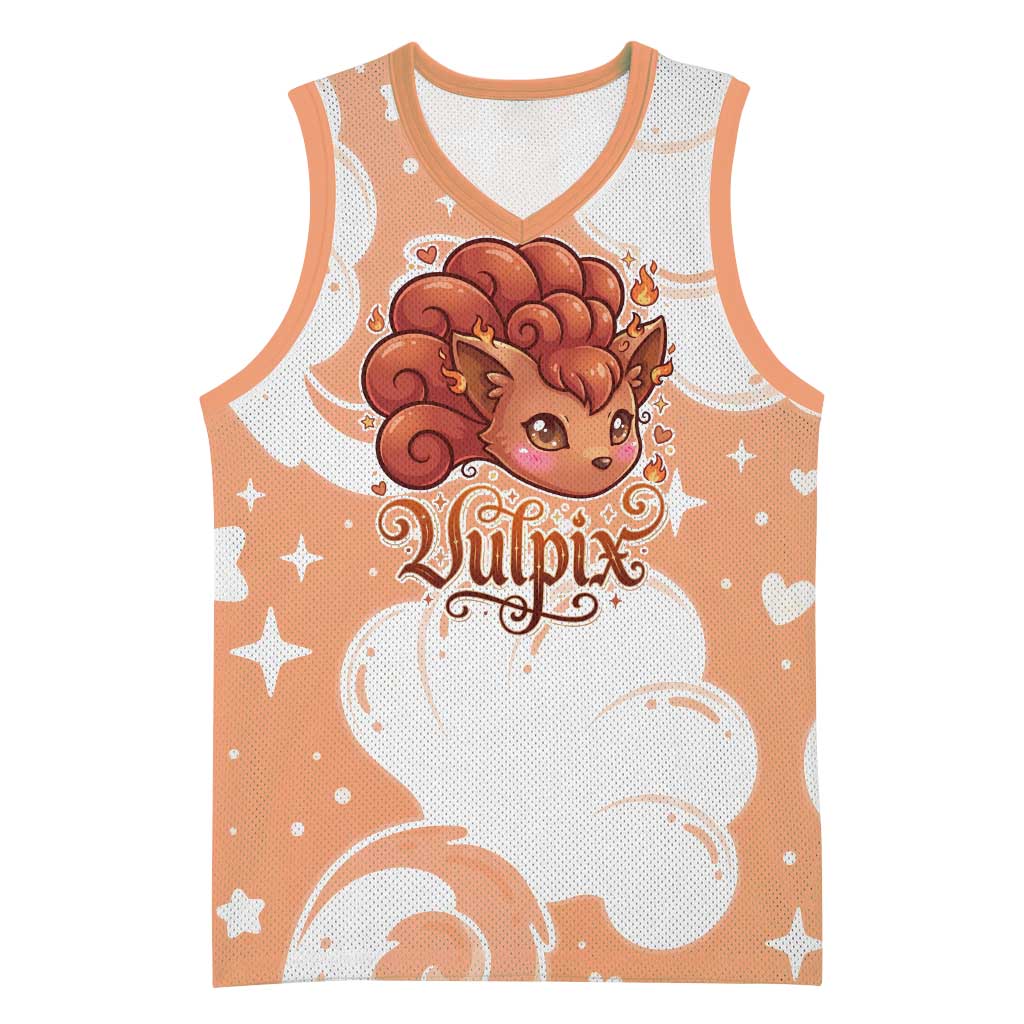 Vulpix Basketball Jersey Vintage Flame Swirl Art