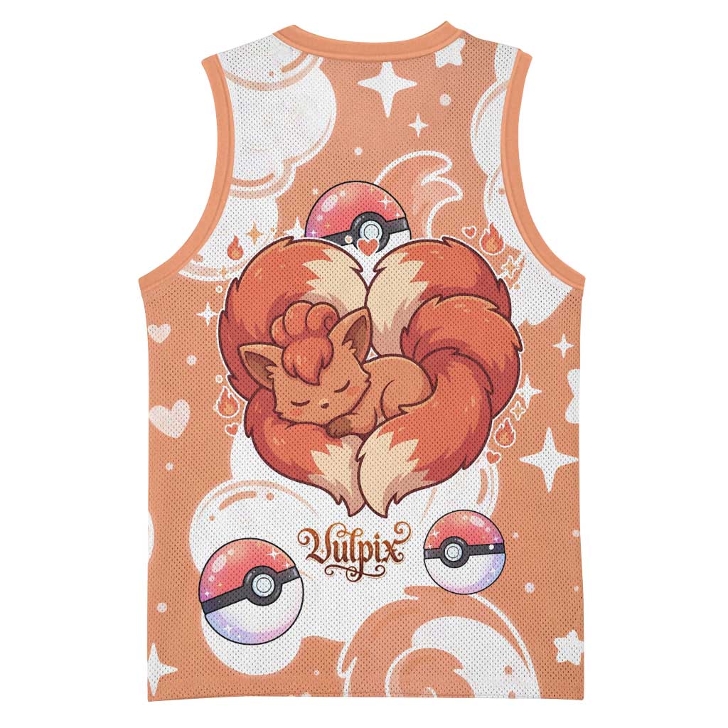 Vulpix Basketball Jersey Vintage Flame Swirl Art