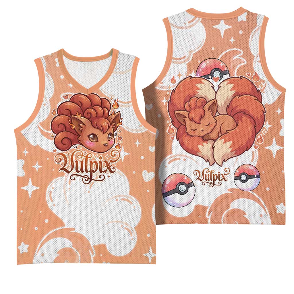 Vulpix Basketball Jersey Vintage Flame Swirl Art