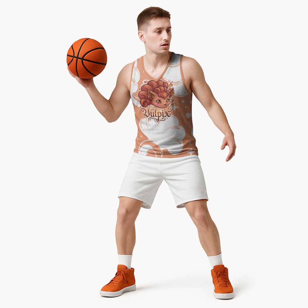 Vulpix Basketball Jersey Vintage Flame Swirl Art