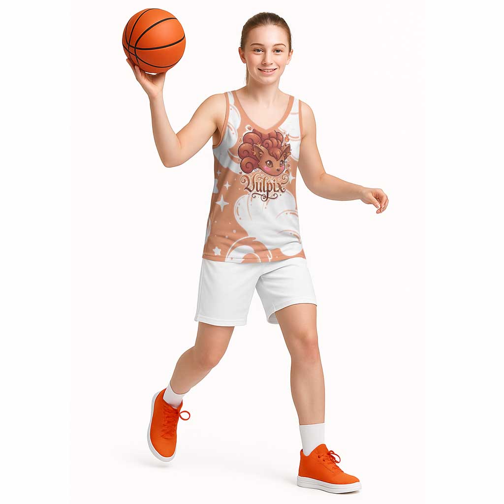 Vulpix Basketball Jersey Vintage Flame Swirl Art