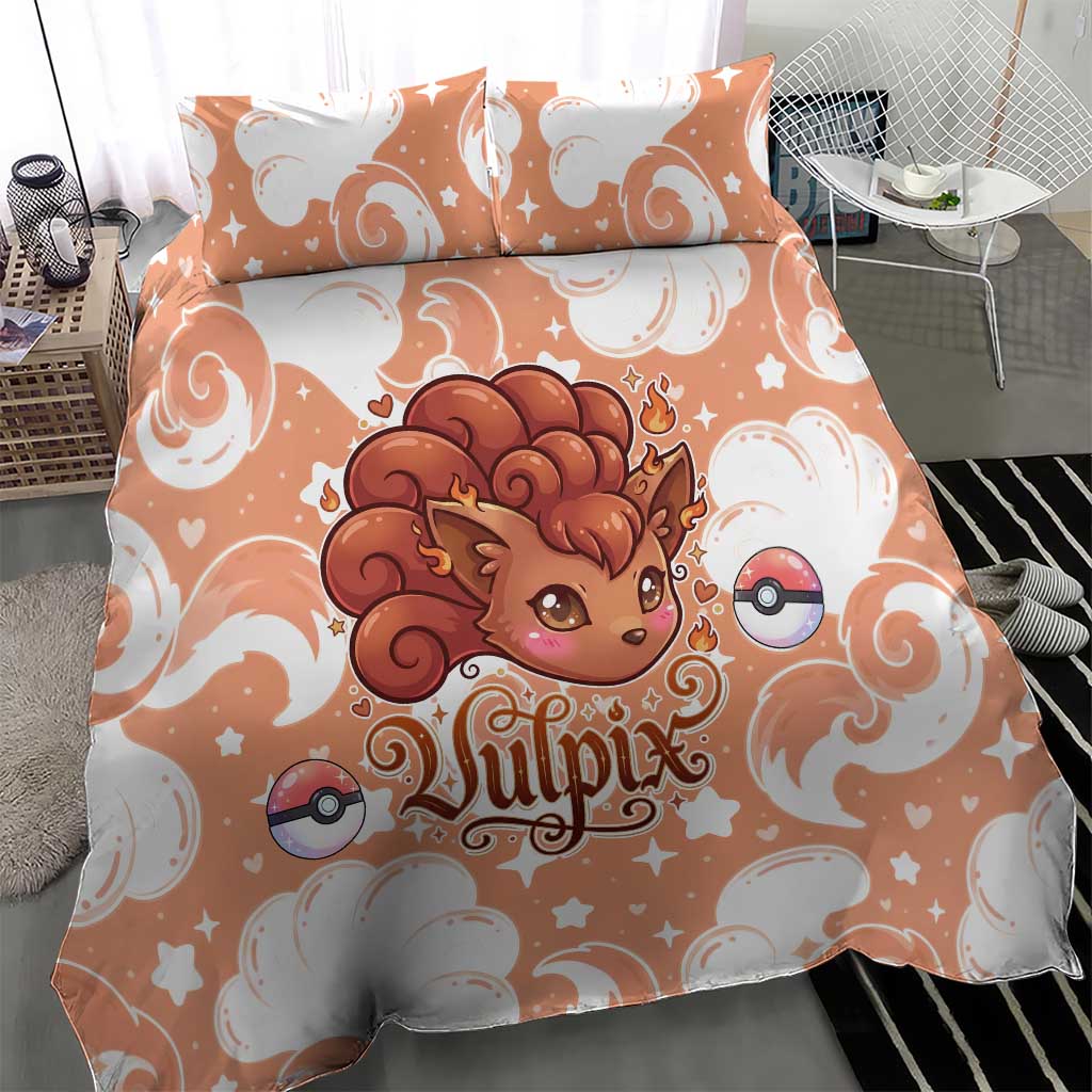 Vulpix Bedding Set Vintage Flame Swirl Art