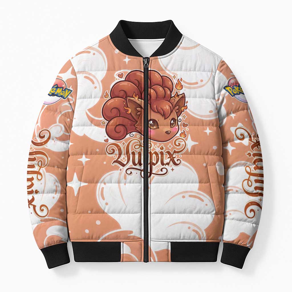 Vulpix Bomber Puffer Jacket Vintage Flame Swirl Art