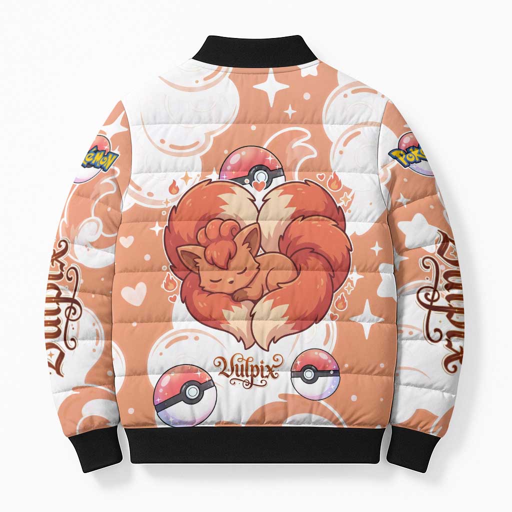 Vulpix Bomber Puffer Jacket Vintage Flame Swirl Art