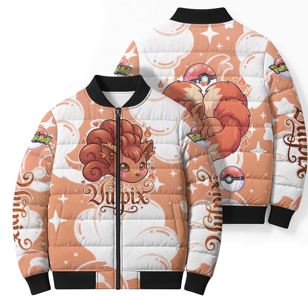 Vulpix Bomber Puffer Jacket Vintage Flame Swirl Art