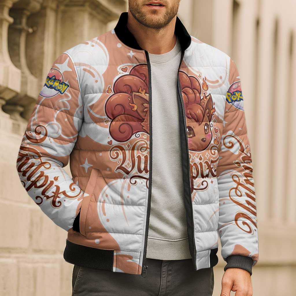 Vulpix Bomber Puffer Jacket Vintage Flame Swirl Art