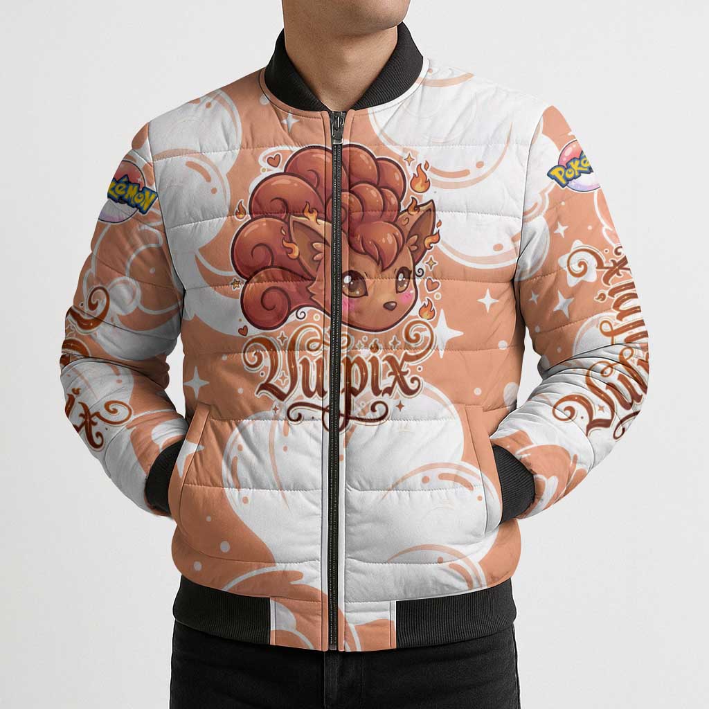Vulpix Bomber Puffer Jacket Vintage Flame Swirl Art