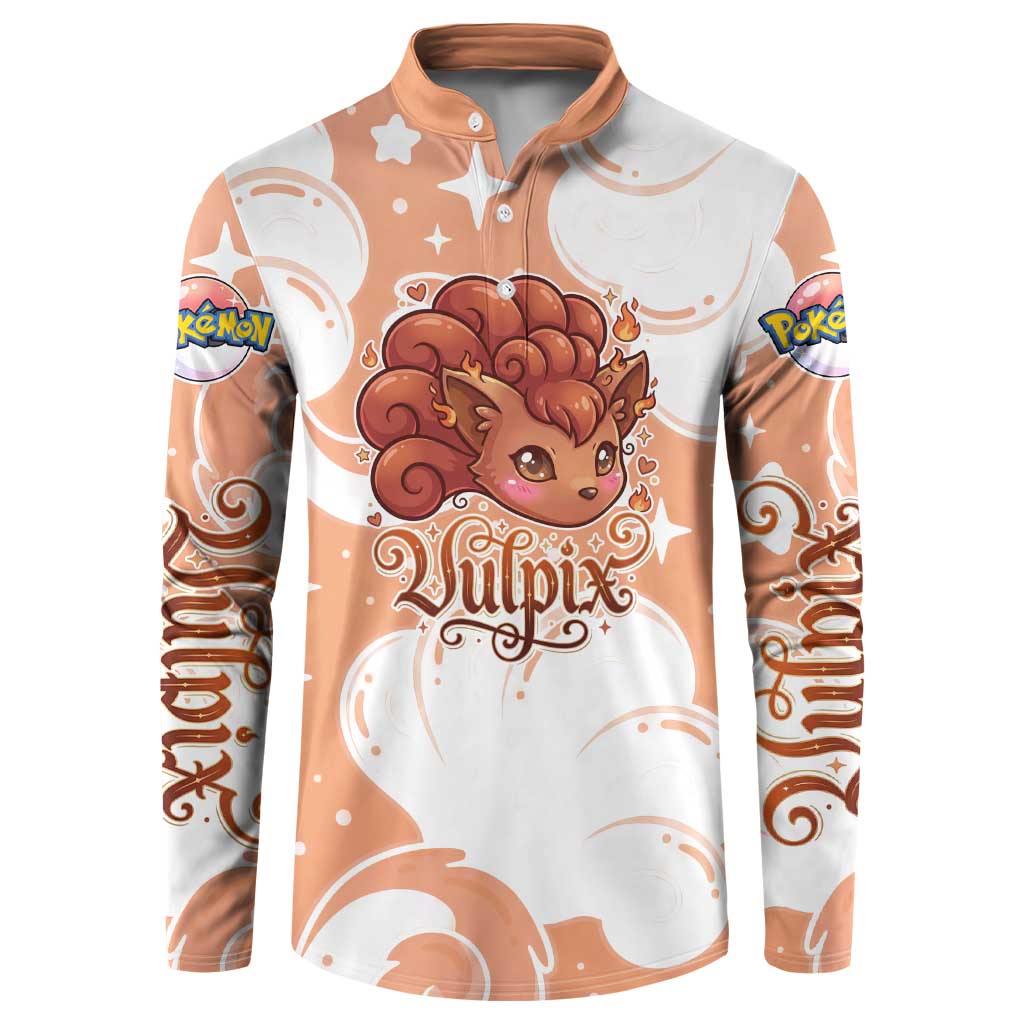 Vulpix Button Sweatshirt Vintage Flame Swirl Art