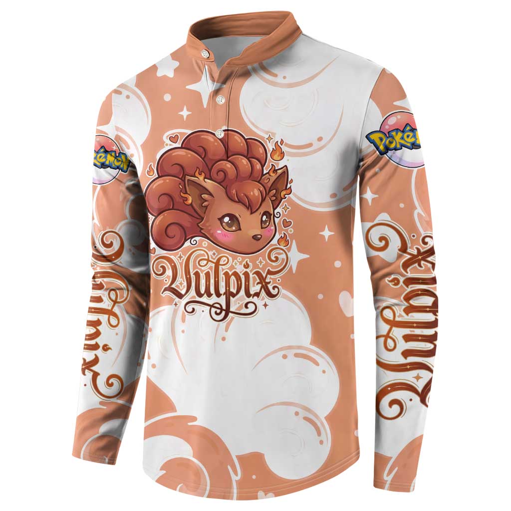 Vulpix Button Sweatshirt Vintage Flame Swirl Art