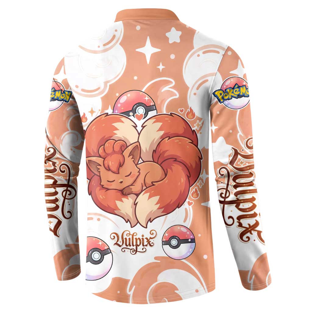 Vulpix Button Sweatshirt Vintage Flame Swirl Art