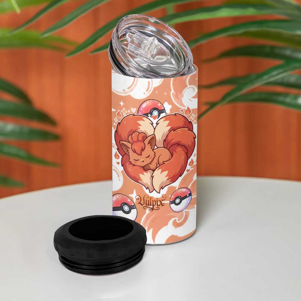Vulpix 4 in 1 Can Cooler Tumbler Vintage Flame Swirl Art
