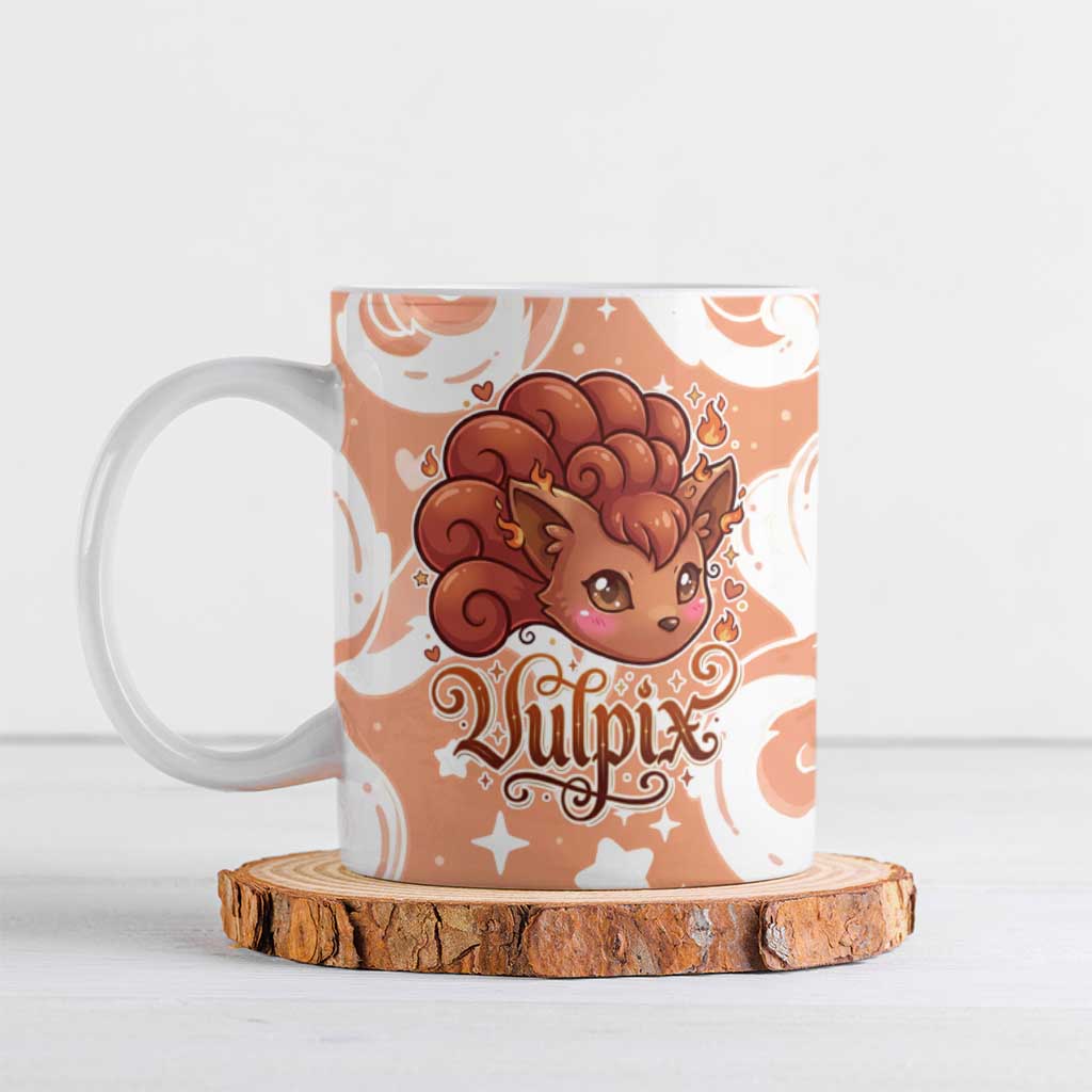 Vulpix Ceramic Mug Vintage Flame Swirl Art