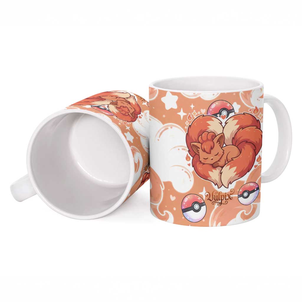 Vulpix Ceramic Mug Vintage Flame Swirl Art