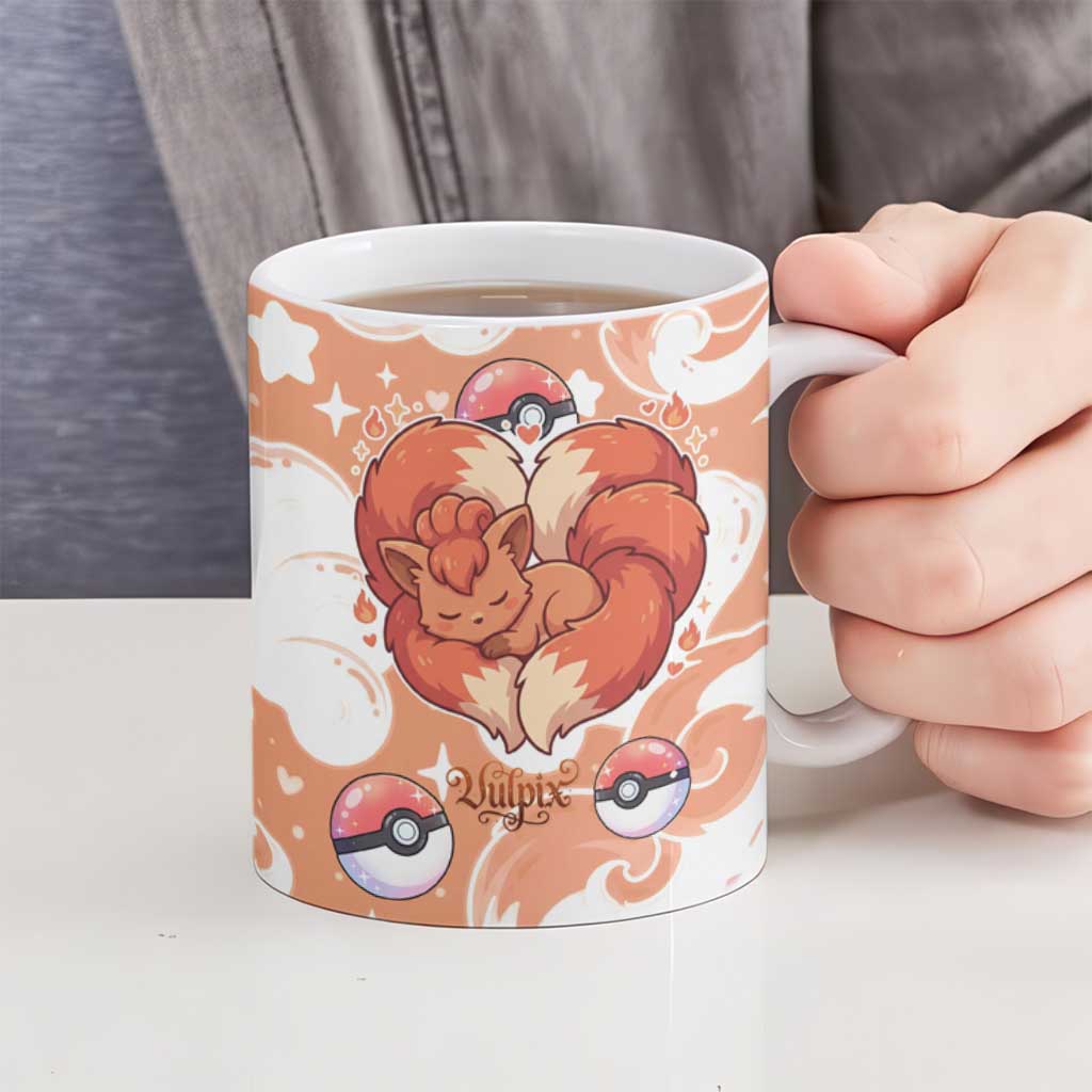 Vulpix Ceramic Mug Vintage Flame Swirl Art