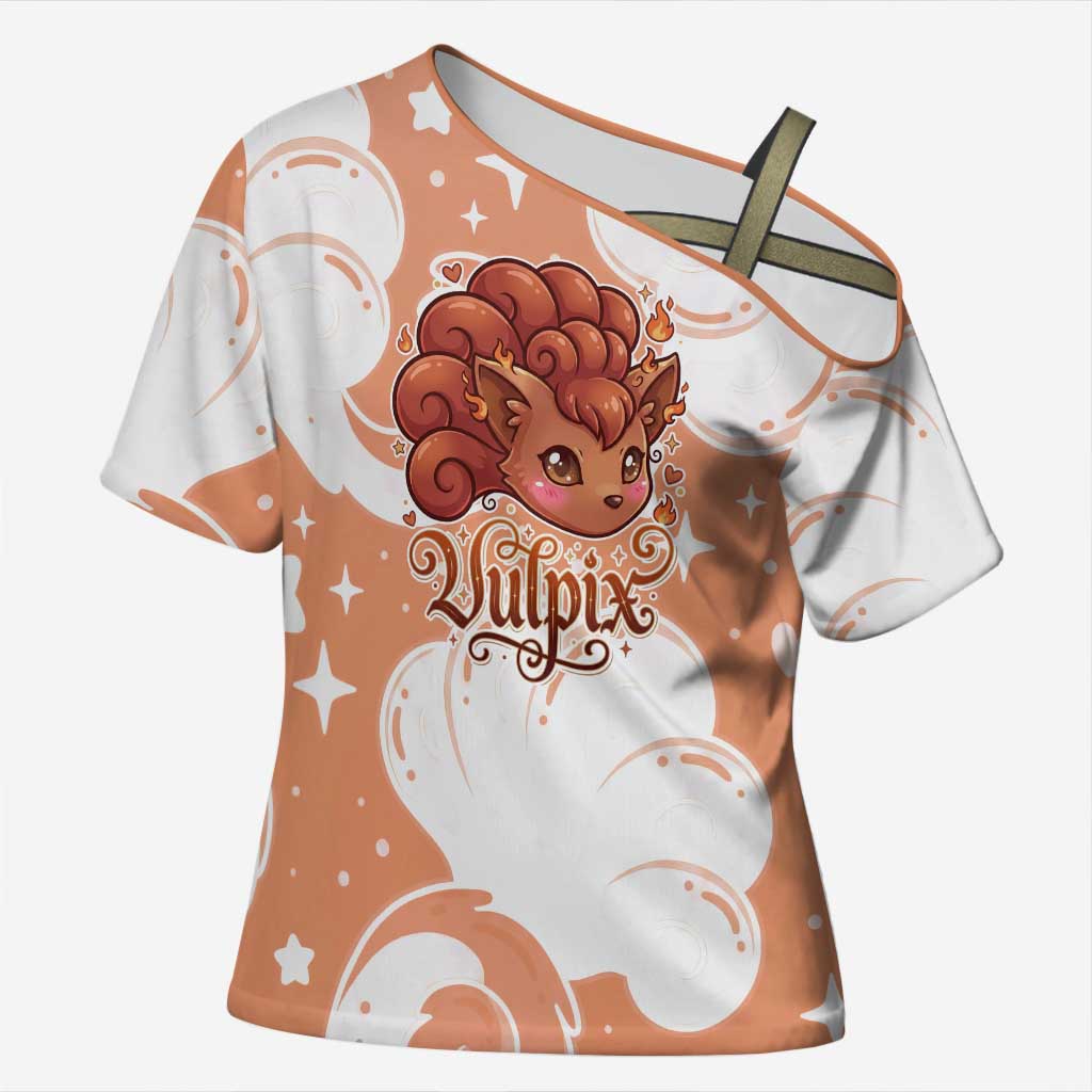 Vulpix Cross Shoulder Shirt Vintage Flame Swirl Art