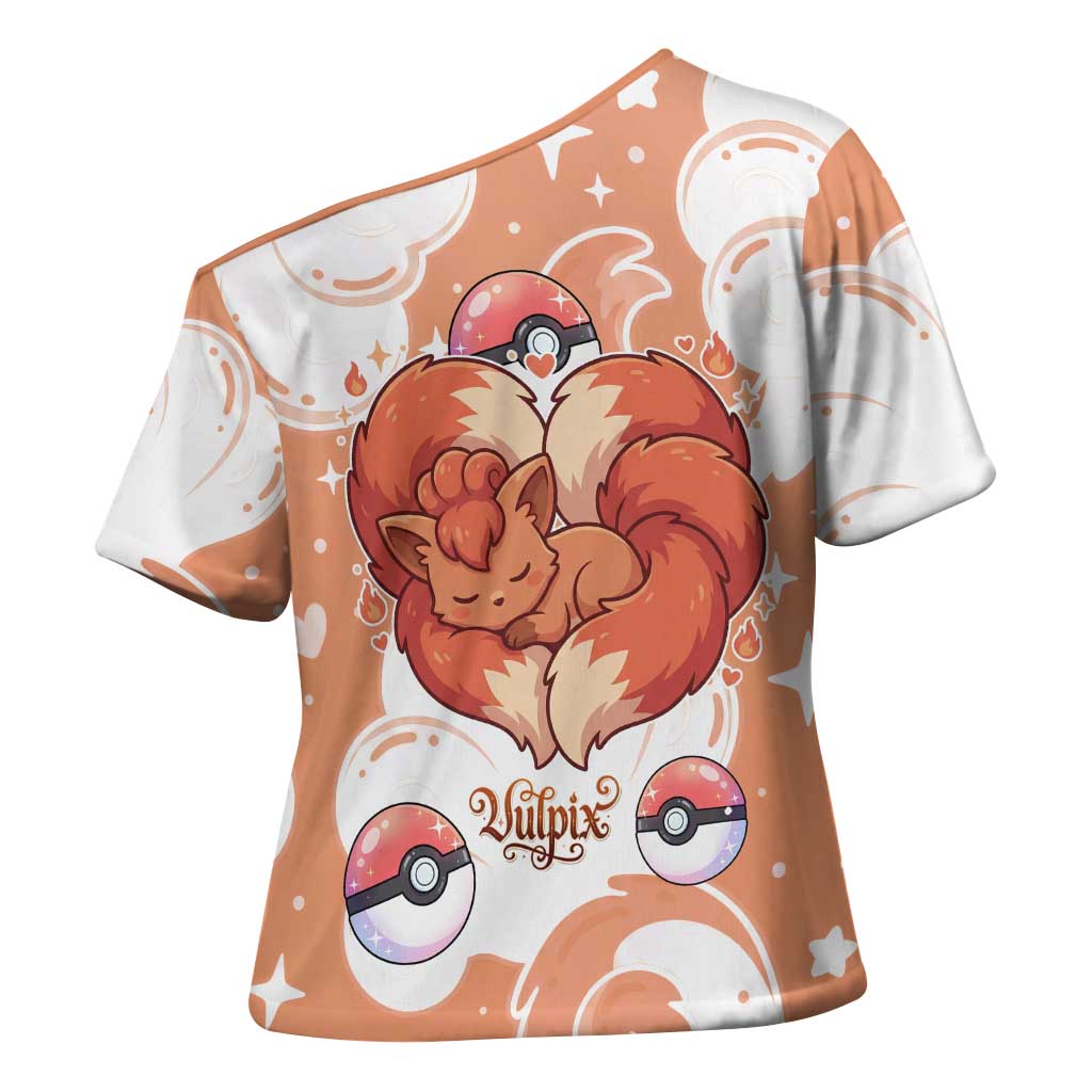 Vulpix Cross Shoulder Shirt Vintage Flame Swirl Art