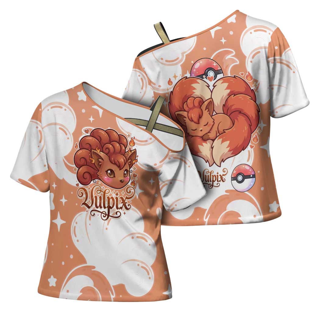 Vulpix Cross Shoulder Shirt Vintage Flame Swirl Art