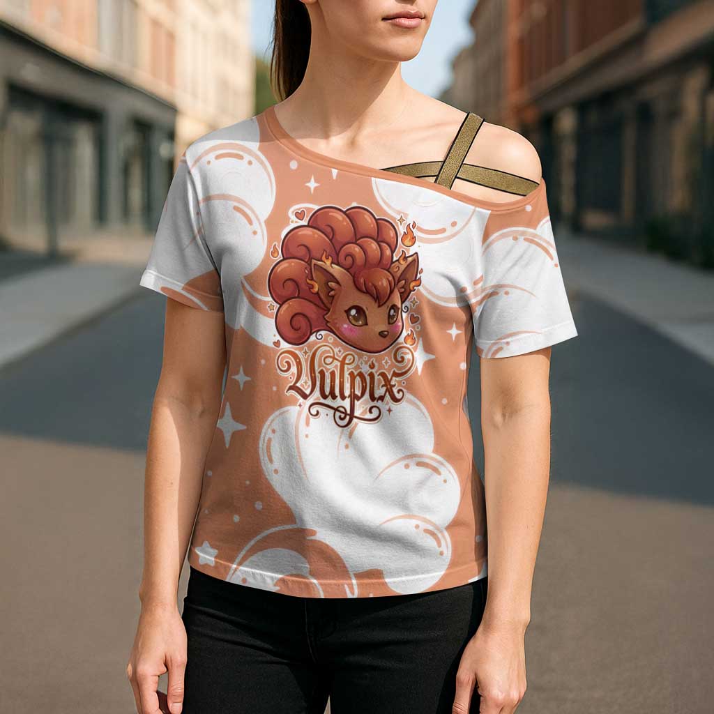 Vulpix Cross Shoulder Shirt Vintage Flame Swirl Art