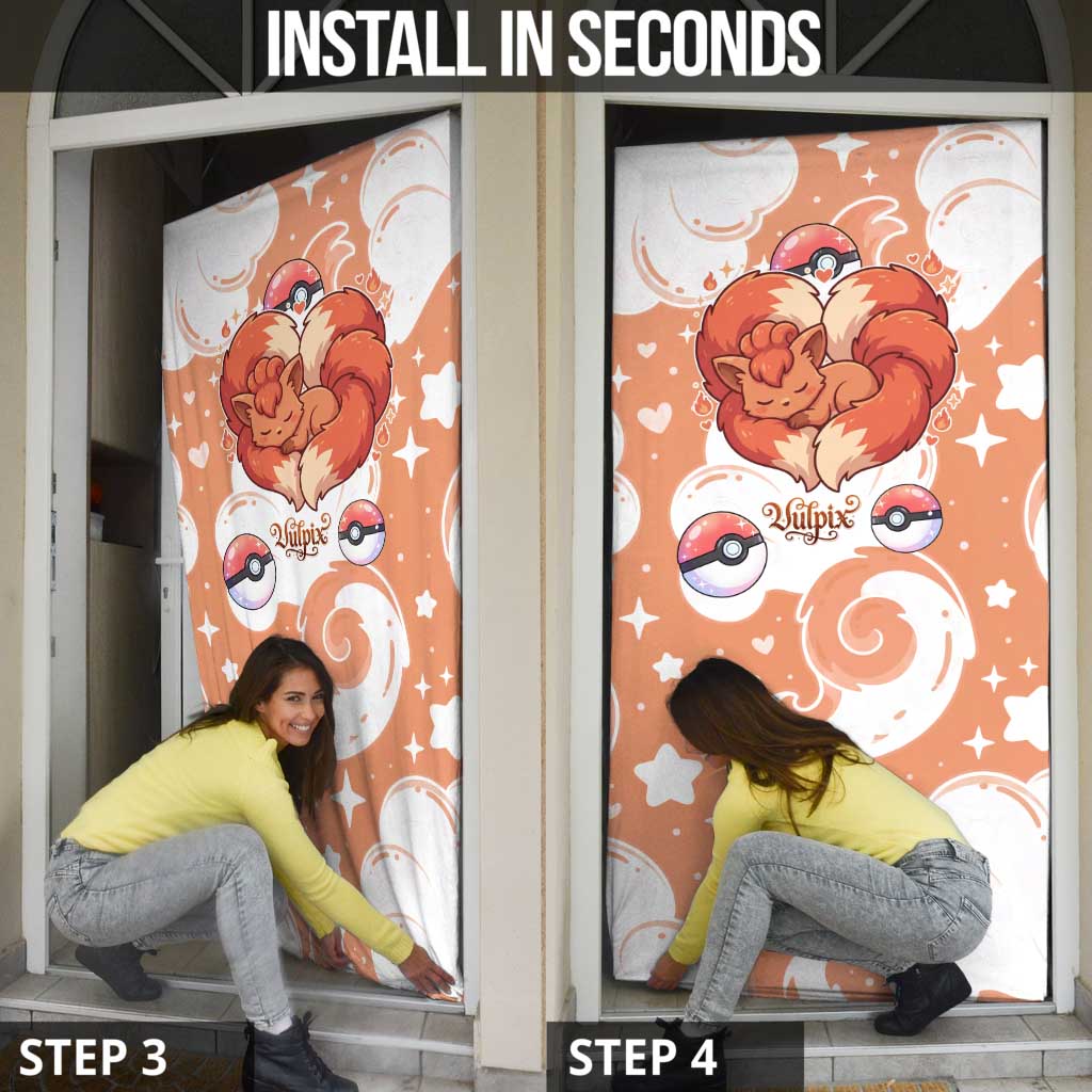 Vulpix Door Cover Vintage Flame Swirl Art